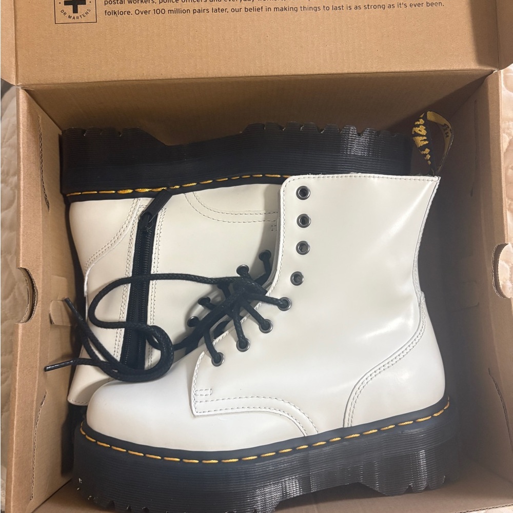 Dr. Martens White Lace Up Boots